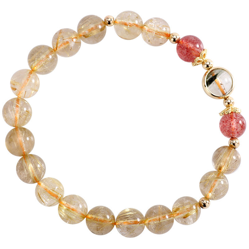 Natural Green Ghost, Blonde & Strawberry, Citrine - Crystal Bracelet