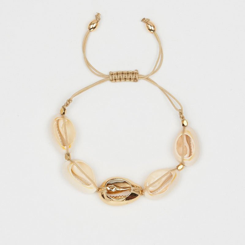 Fashionable popular Gold shell braided adjustable sea shell bracelet beads braided shell bracelet