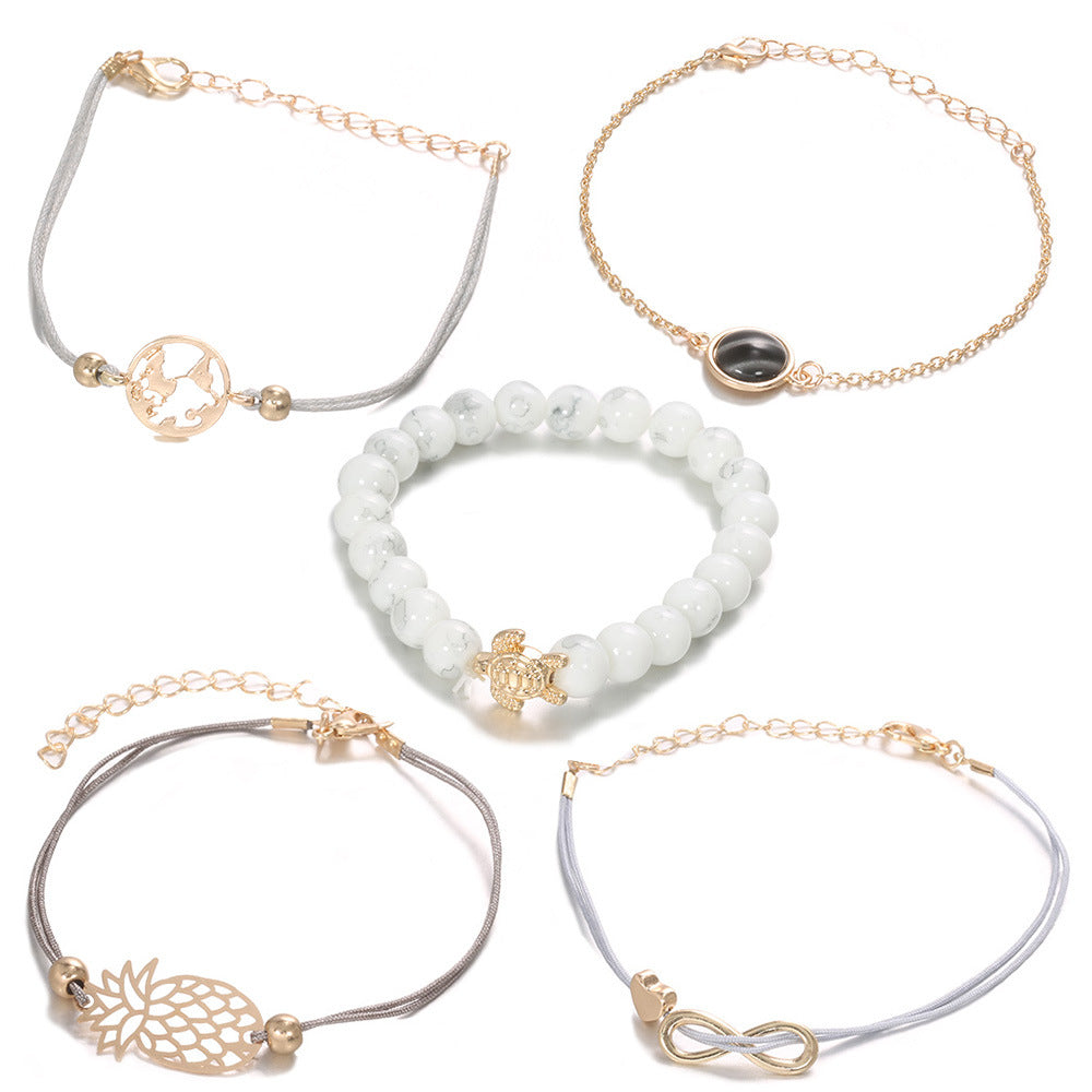 Elegant Women's -- Cross-border European and American style -- Bracelet 5-piece set