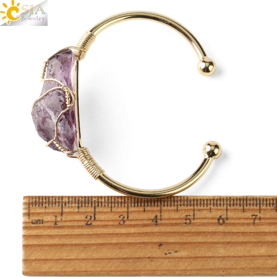 Open crystal bracelet -- large irregular crystal winding bracelet