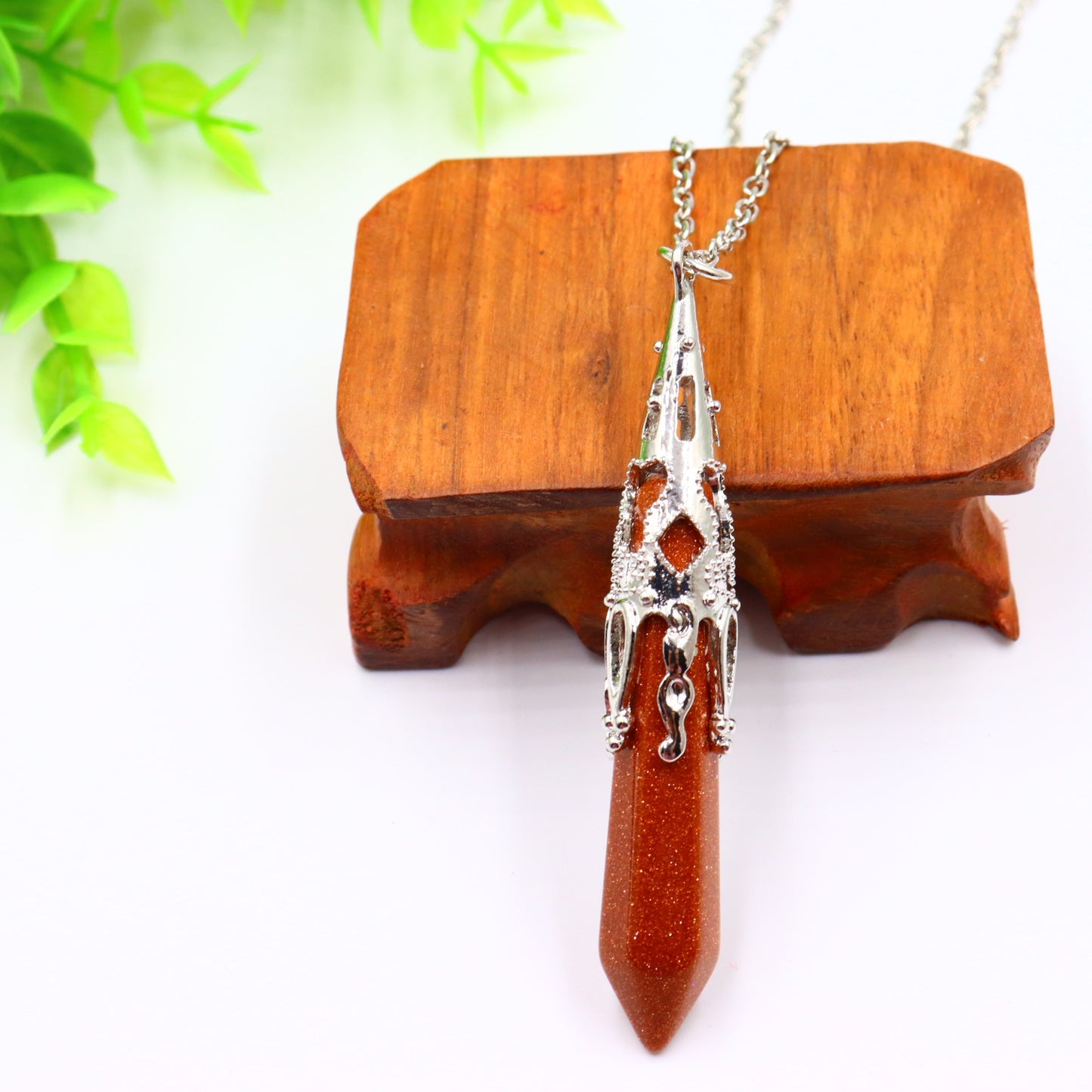 Natural Stone Hexagon Reiki Bullet Crystal Pillar Pendulum Pendant Necklace Women's Sweater Chain Jewelry Couples