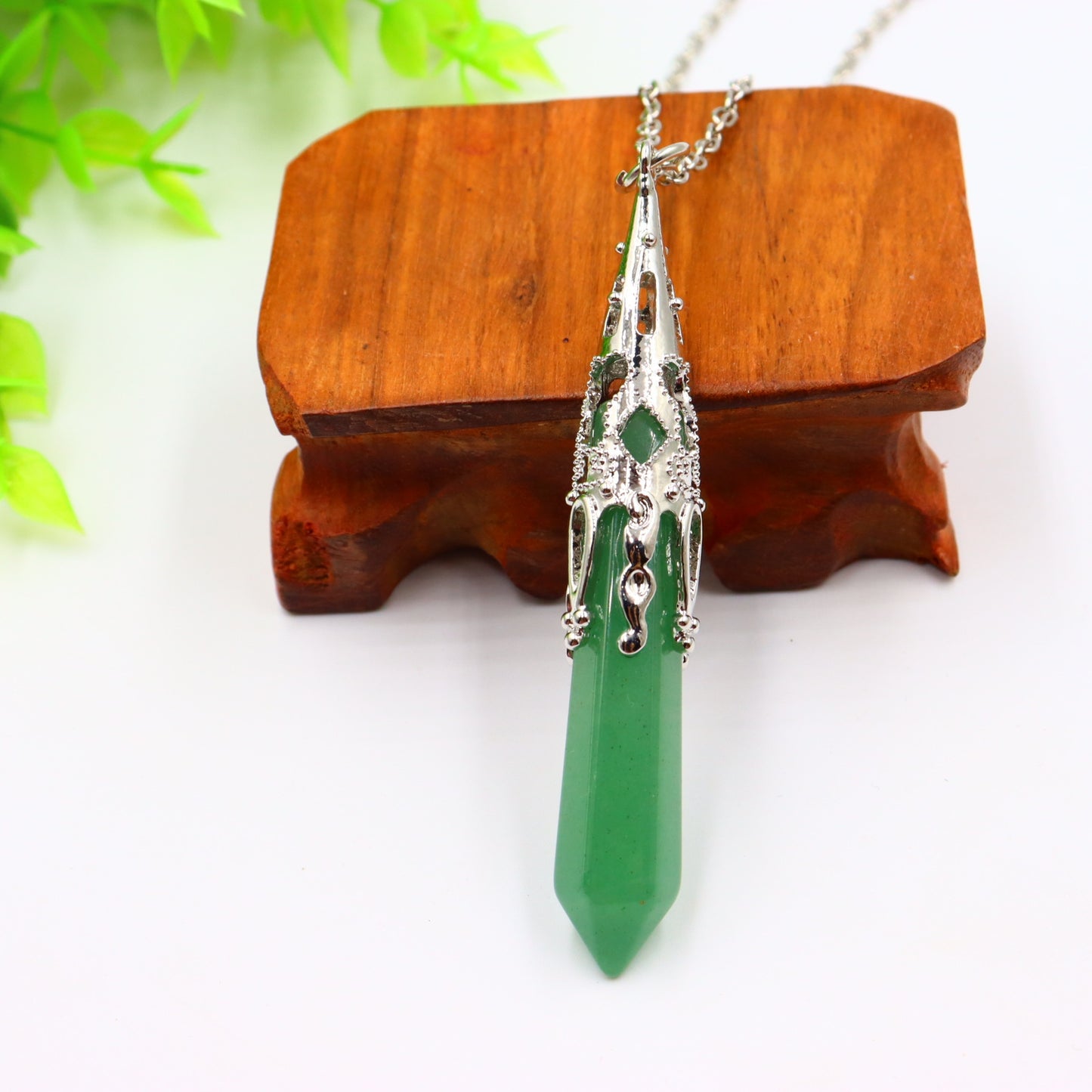 Natural Stone Hexagon Reiki Bullet Crystal Pillar Pendulum Pendant Necklace Women's Sweater Chain Jewelry Couples