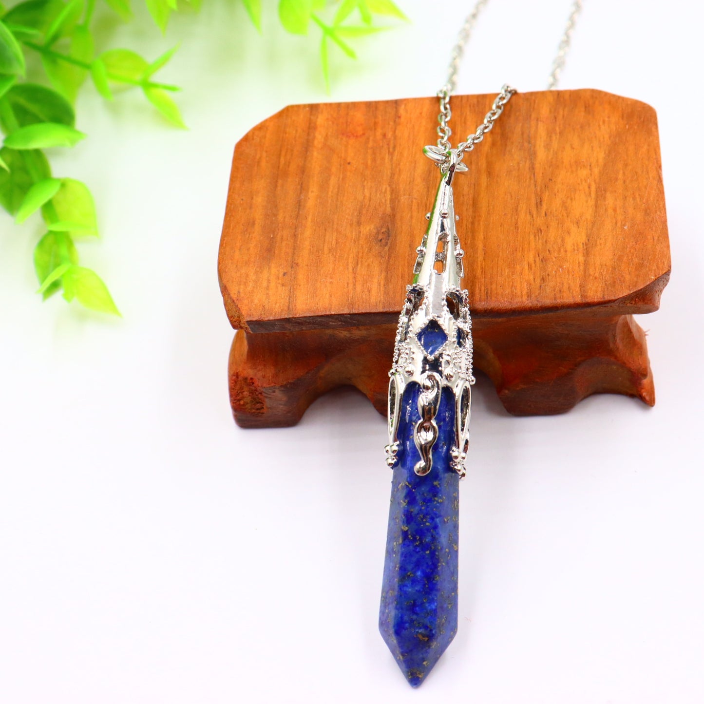 Natural Stone Hexagon Reiki Bullet Crystal Pillar Pendulum Pendant Necklace Women's Sweater Chain Jewelry Couples