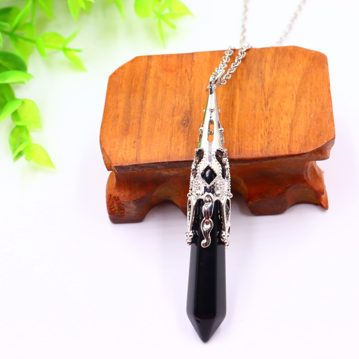 Natural Stone Hexagon Reiki Bullet Crystal Pillar Pendulum Pendant Necklace Women's Sweater Chain Jewelry Couples