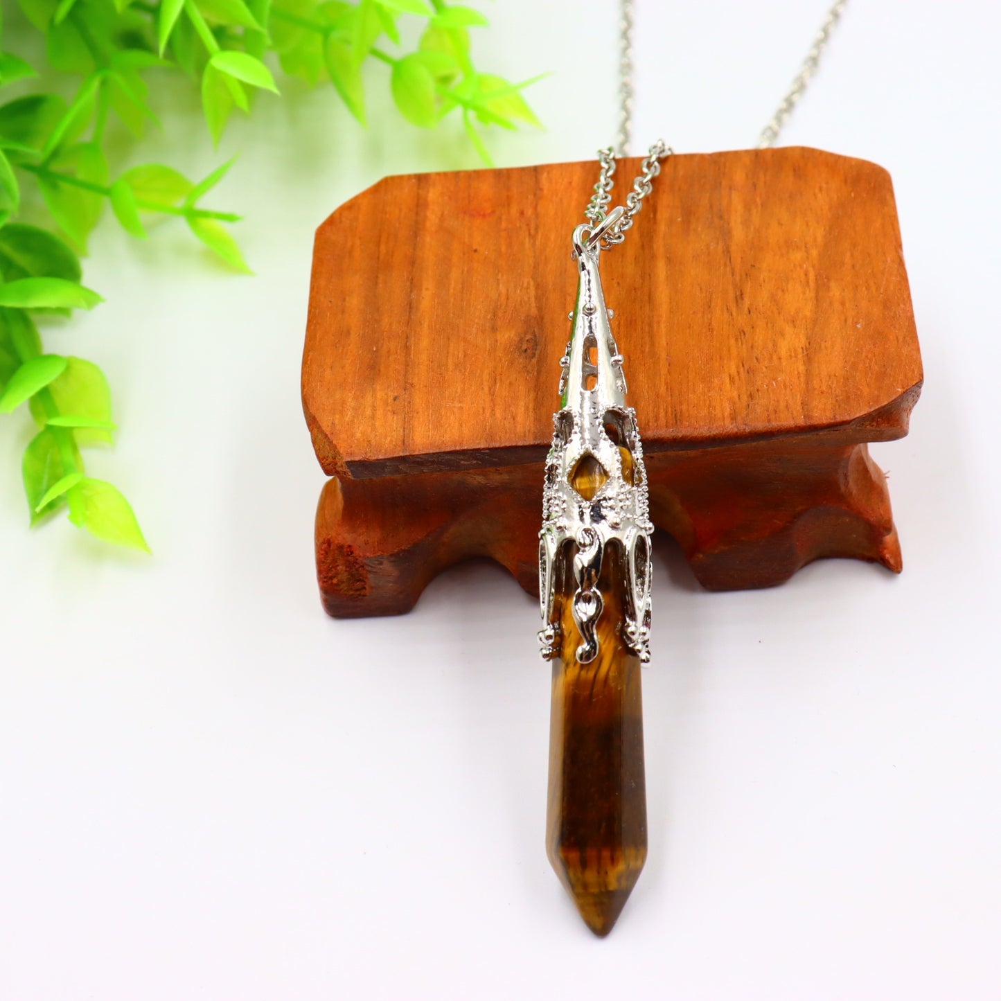 Natural Stone Hexagon Reiki Bullet Crystal Pillar Pendulum Pendant Necklace Women's Sweater Chain Jewelry Couples