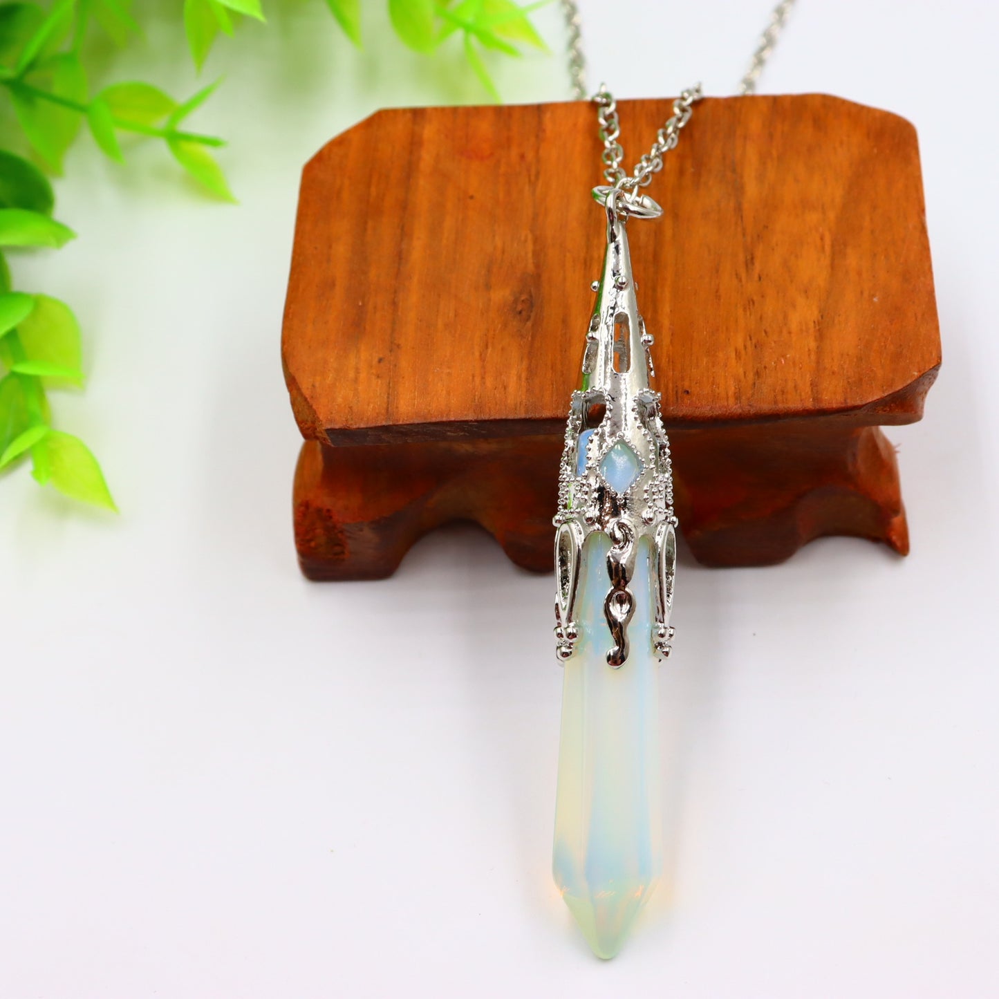 Natural Stone Hexagon Reiki Bullet Crystal Pillar Pendulum Pendant Necklace Women's Sweater Chain Jewelry Couples