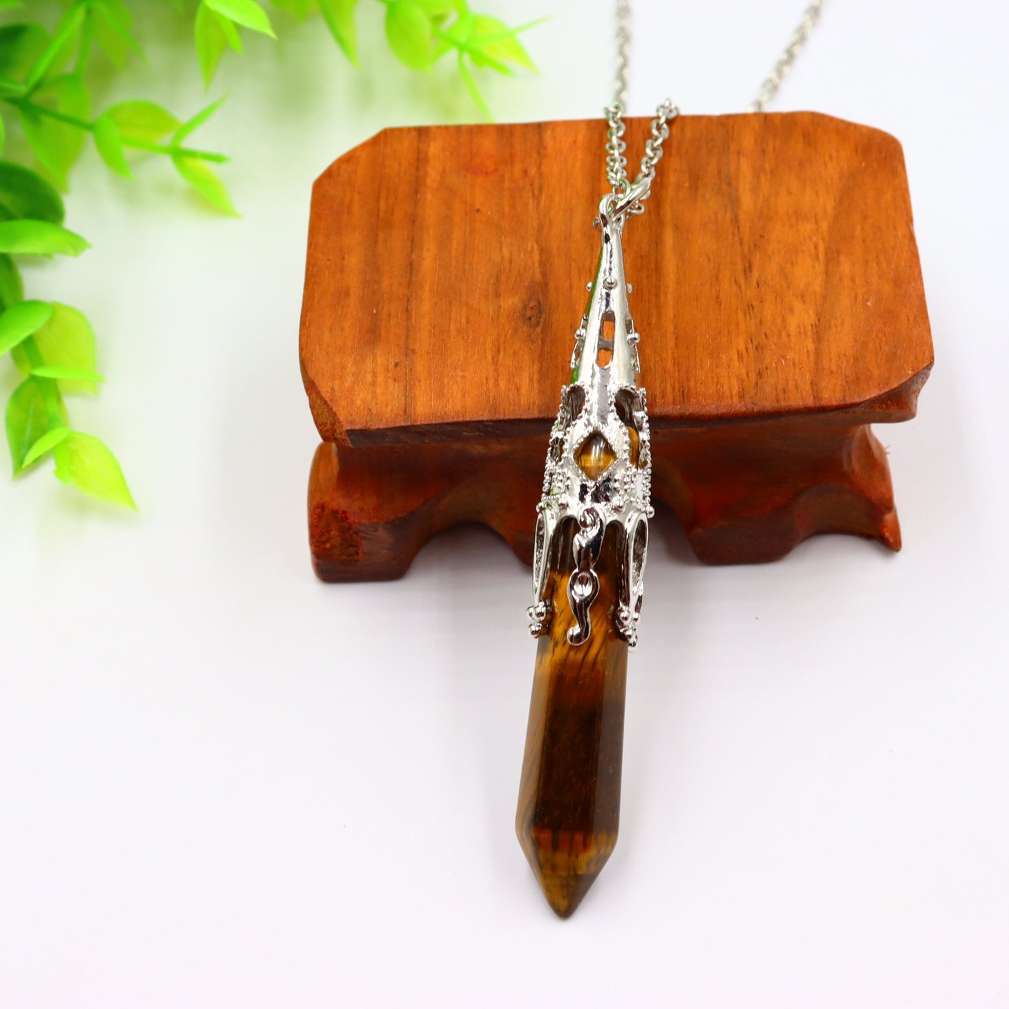 Natural Stone Hexagon Reiki Bullet Crystal Pillar Pendulum Pendant Necklace Women's Sweater Chain Jewelry Couples