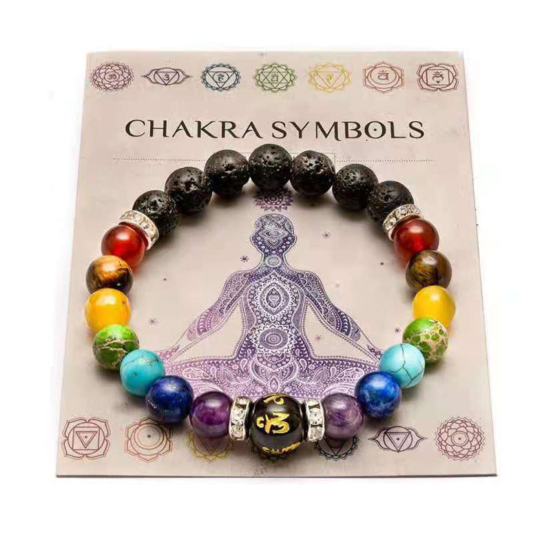 7 Chakra Yoga Fitness Meditation Proverbs Bracelet - Cross-border Hot Sale Natural Stone Crystal Bracelet