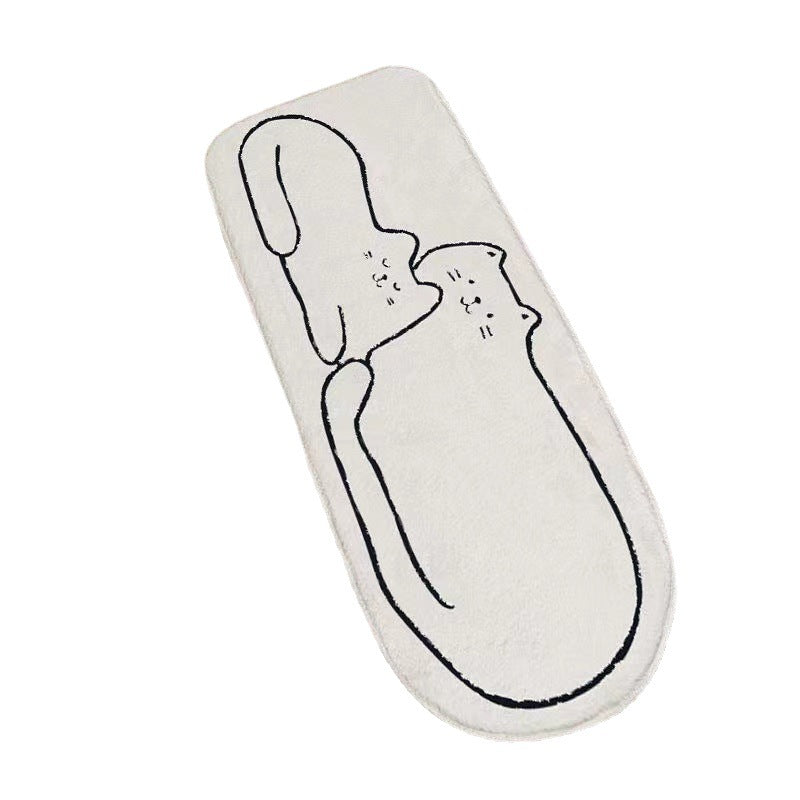Simple cartoon shaped cat imitation cashmere bathroom absorbent floor mat home door door mat bathroom quick-drying floor mat