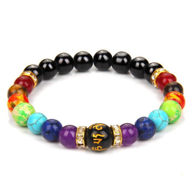 7 Chakra Yoga Fitness Meditation Proverbs Bracelet - Cross-border Hot Sale Natural Stone Crystal Bracelet