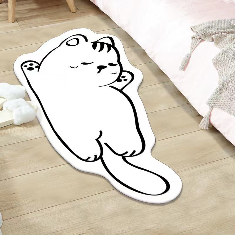 Simple cartoon shaped cat imitation cashmere bathroom absorbent floor mat home door door mat bathroom quick-drying floor mat