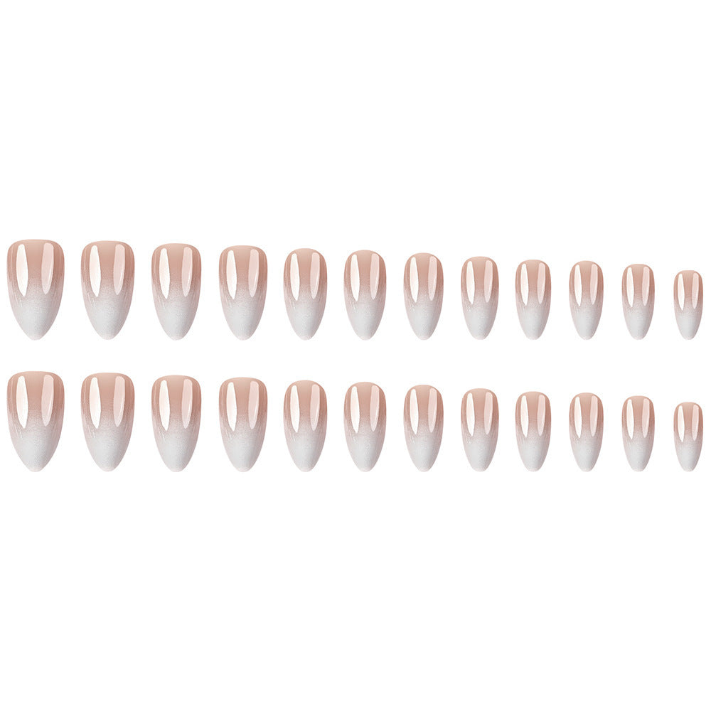 Elegant - Medium-Length Nail Stickers - Milk tea gradient almond-shaped nail art