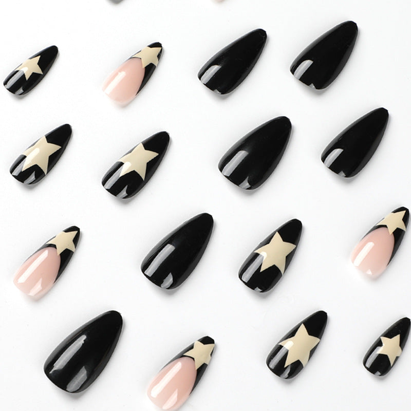 Wearing Nails - Mid-Length - French Style Black Edge Milky White