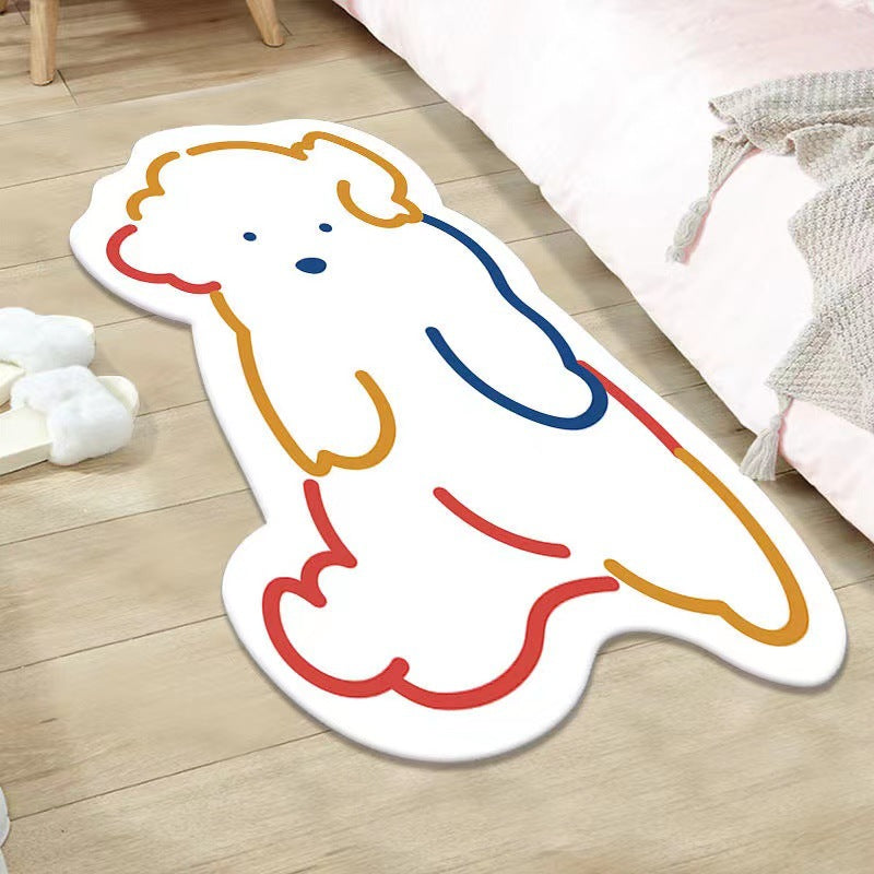 Simple cartoon shaped cat imitation cashmere bathroom absorbent floor mat home door door mat bathroom quick-drying floor mat