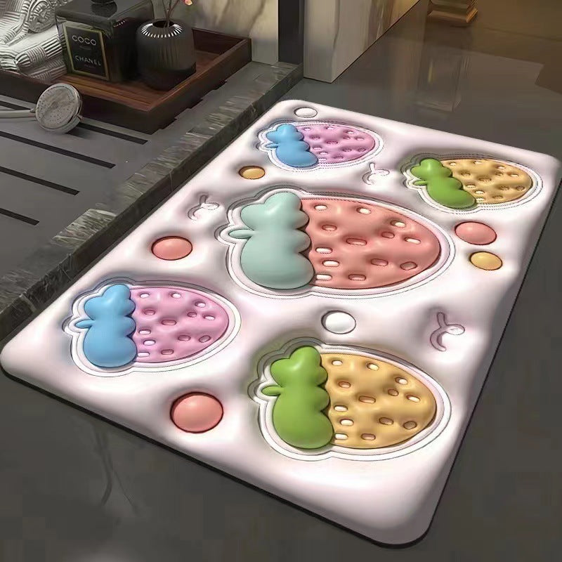 Three-dimensional 3D pattern carpet imitation diatom mud absorbent cushion household drain pad door non-slip mat foot pad