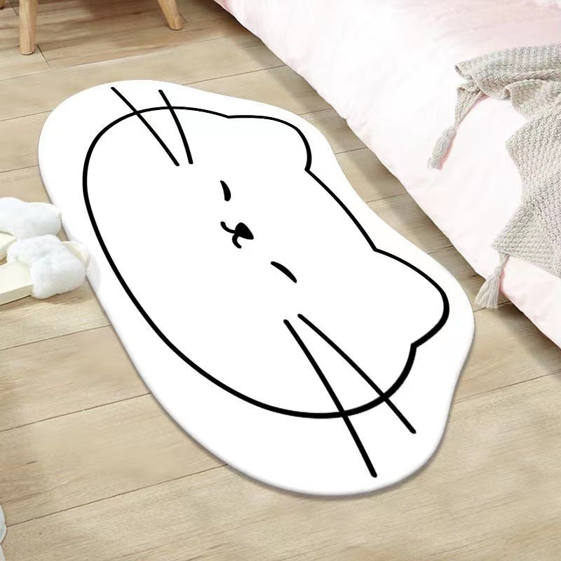 Simple cartoon shaped cat imitation cashmere bathroom absorbent floor mat home door door mat bathroom quick-drying floor mat