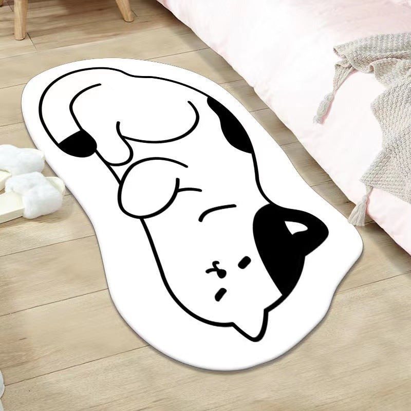 Simple cartoon shaped cat imitation cashmere bathroom absorbent floor mat home door door mat bathroom quick-drying floor mat