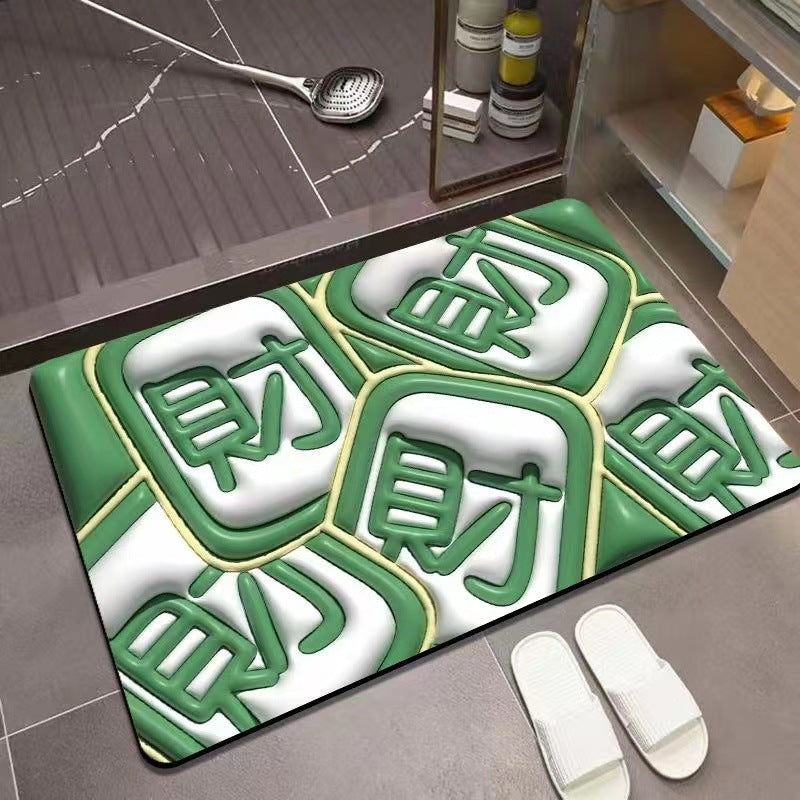 Three-dimensional 3D pattern carpet imitation diatom mud absorbent cushion household drain pad door non-slip mat foot pad