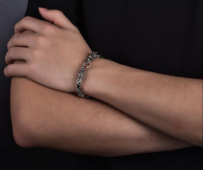 Trendy Men's / Women's Bracelet with dragon head and peace pattern