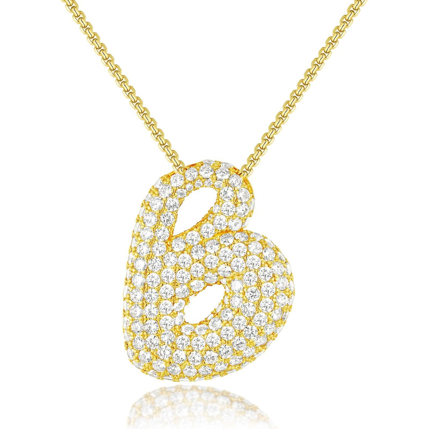 Elegant brass zircon balloon bubble chubby 26 English letter necklace