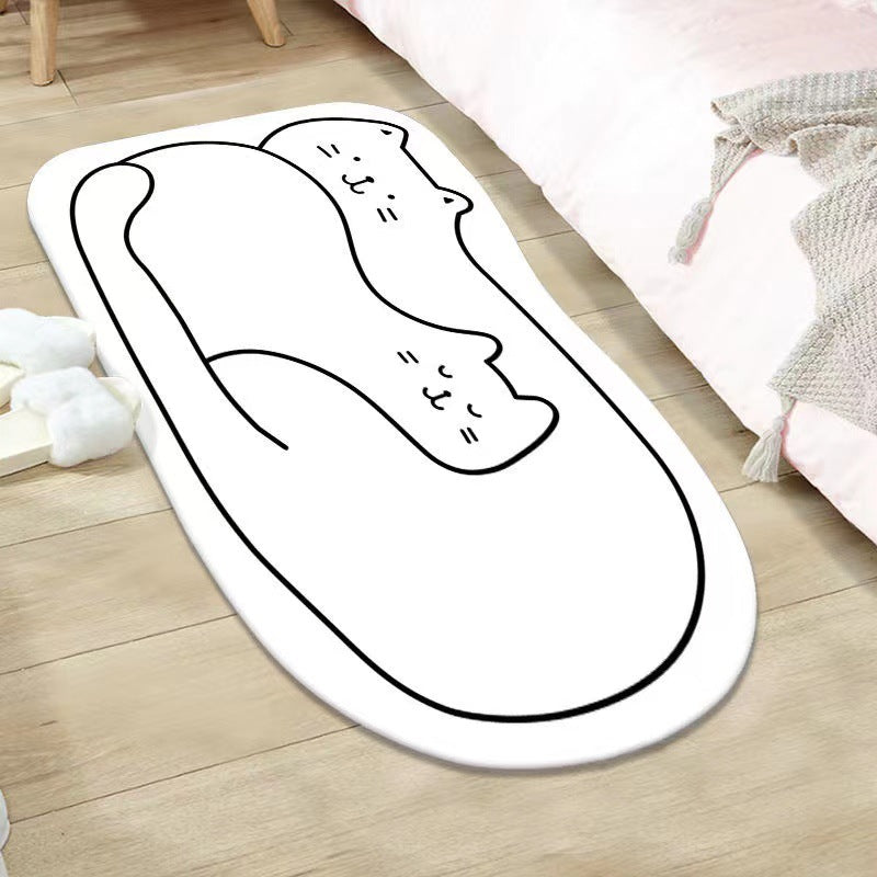 Simple cartoon shaped cat imitation cashmere bathroom absorbent floor mat home door door mat bathroom quick-drying floor mat