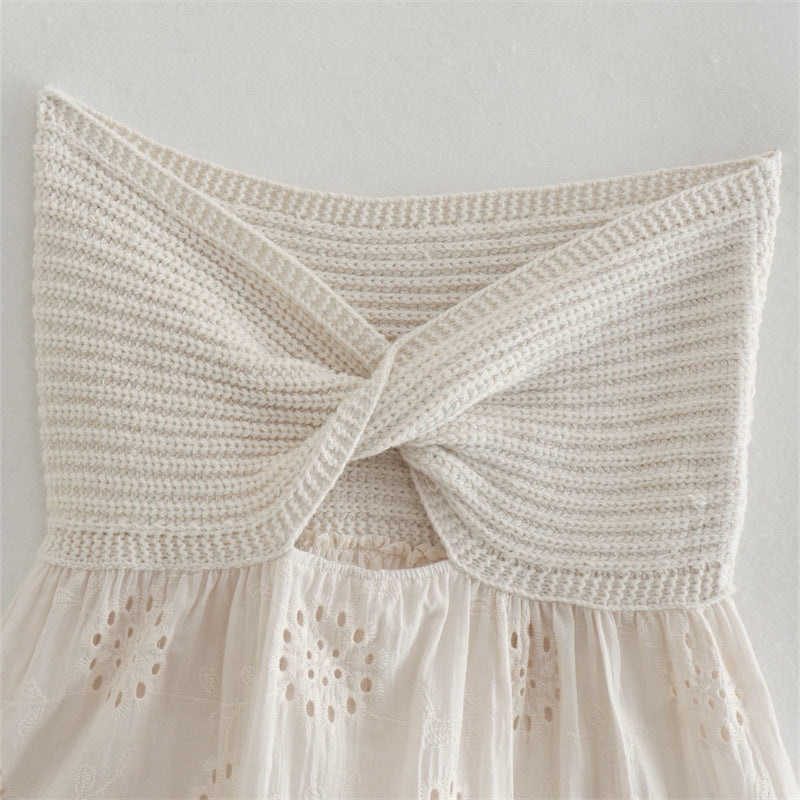 Women's clothing - Spring new Splicing Sexy Slim Tube Top Knitted Short Top
