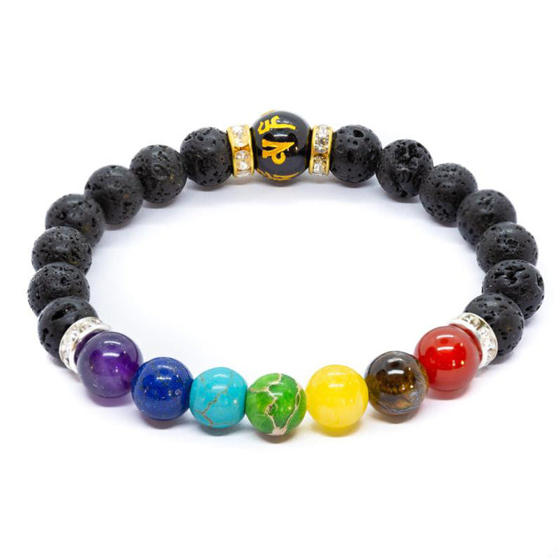7 Chakra Yoga Fitness Meditation Proverbs Bracelet - Cross-border Hot Sale Natural Stone Crystal Bracelet