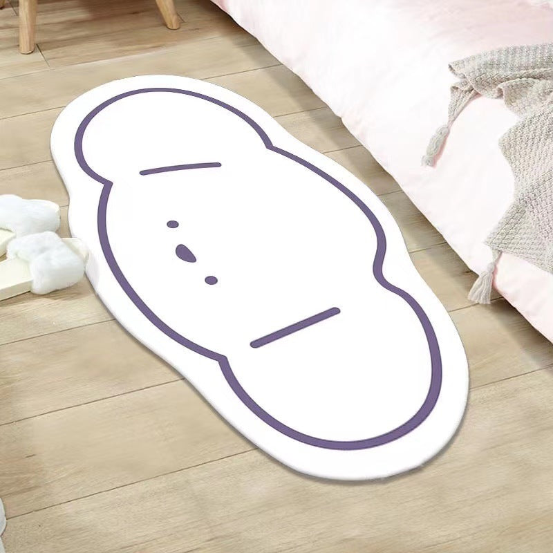 Simple cartoon shaped cat imitation cashmere bathroom absorbent floor mat home door door mat bathroom quick-drying floor mat