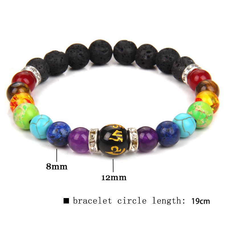 7 Chakra Yoga Fitness Meditation Proverbs Bracelet - Cross-border Hot Sale Natural Stone Crystal Bracelet
