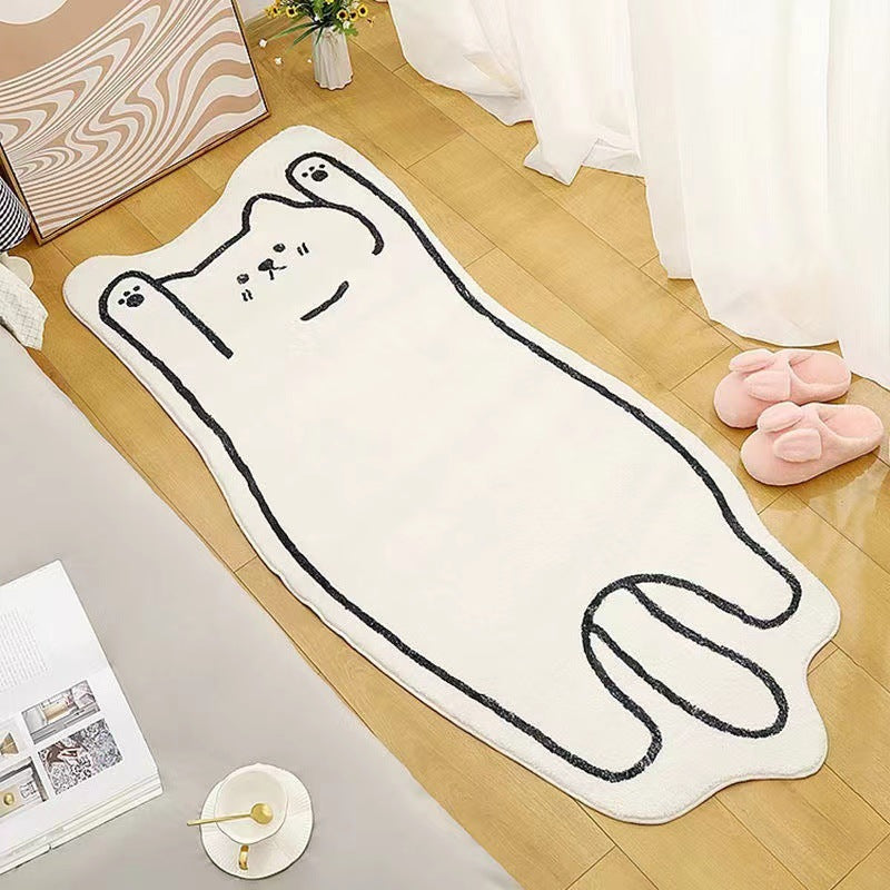 Simple cartoon shaped cat imitation cashmere bathroom absorbent floor mat home door door mat bathroom quick-drying floor mat