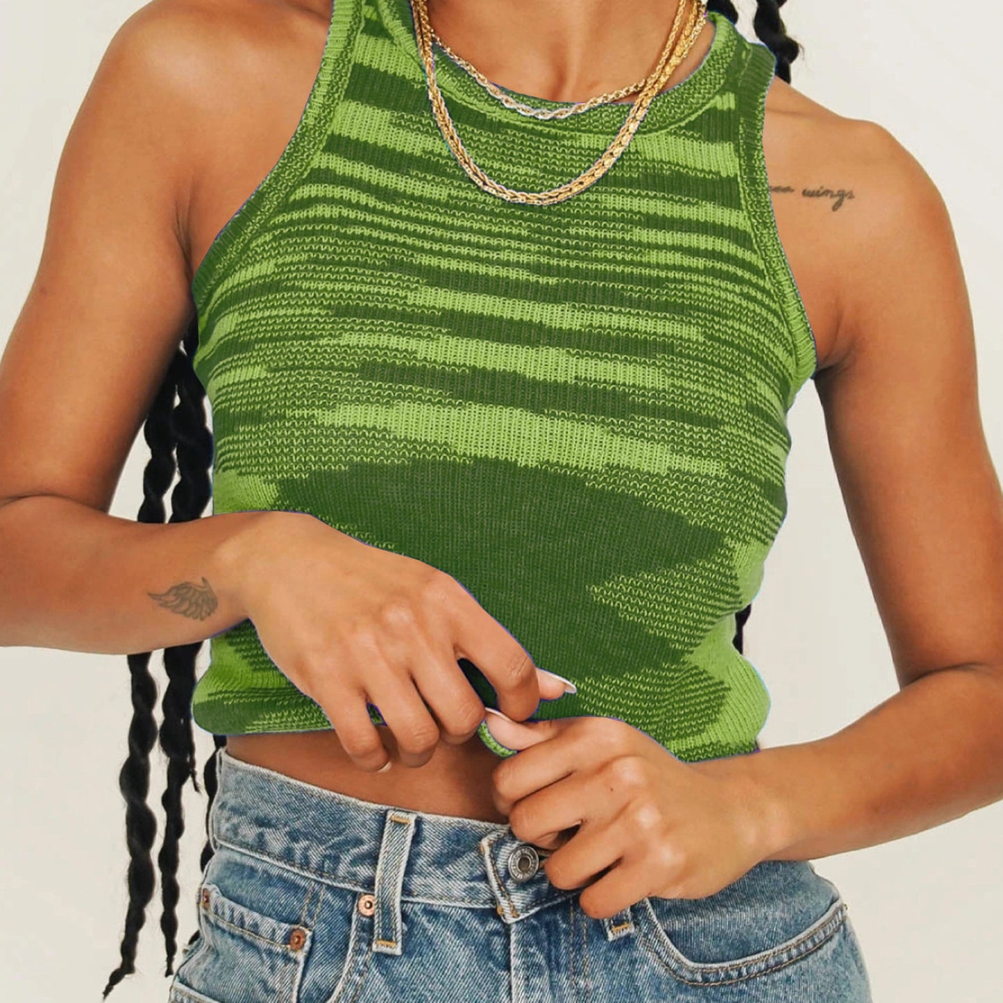 Spring and Summer new women's clothing -- popular color wool knit tank top sleeveless cropped top