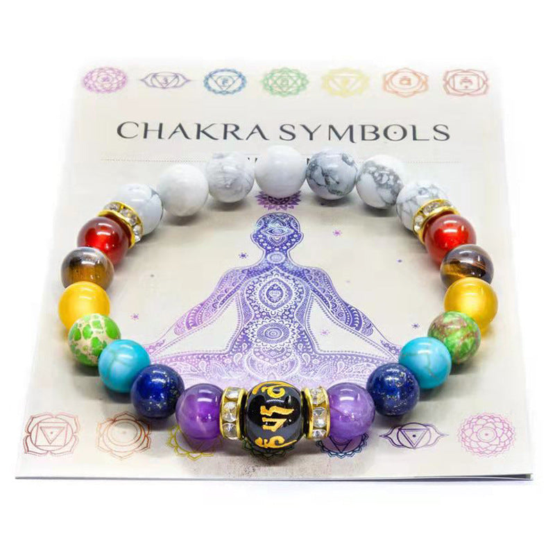 7 Chakra Yoga Fitness Meditation Proverbs Bracelet - Cross-border Hot Sale Natural Stone Crystal Bracelet
