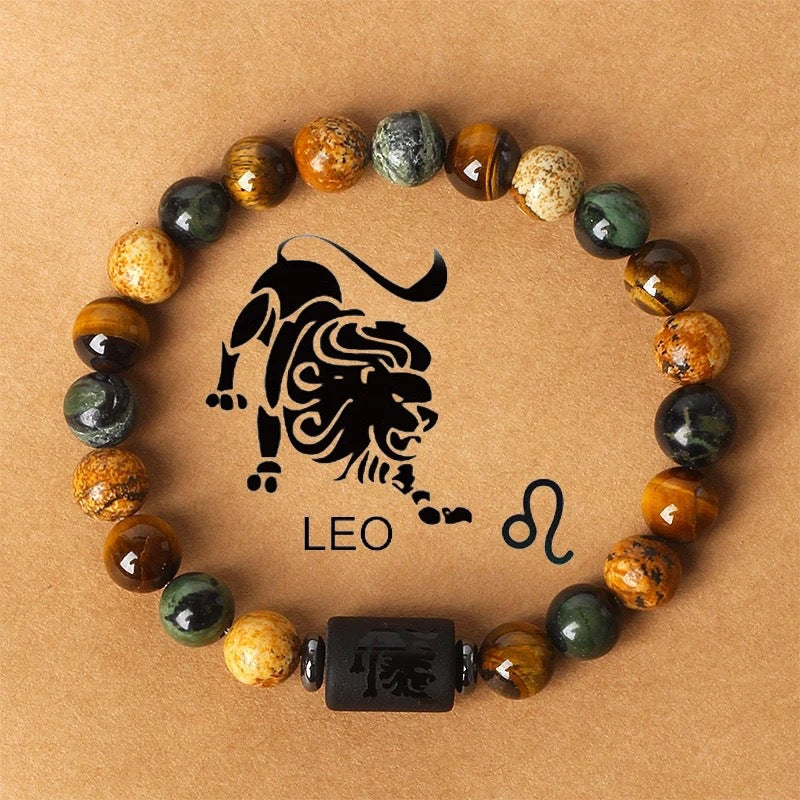 Twelve constellations natural stone beaded bracelet tiger eye stone picture stone crystal bracelet