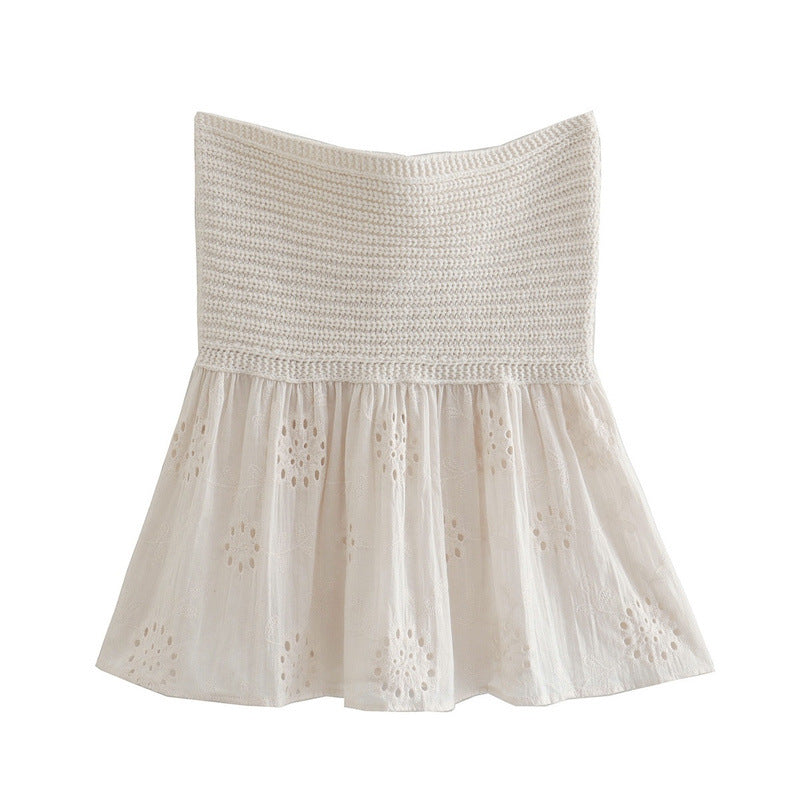 Women's clothing - Spring new Splicing Sexy Slim Tube Top Knitted Short Top