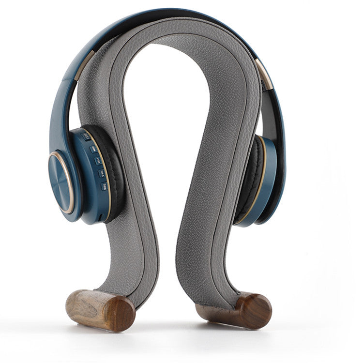 Bluetooth headset stand walnut u head wear leather headset stand display stand hanger ornaments decoration