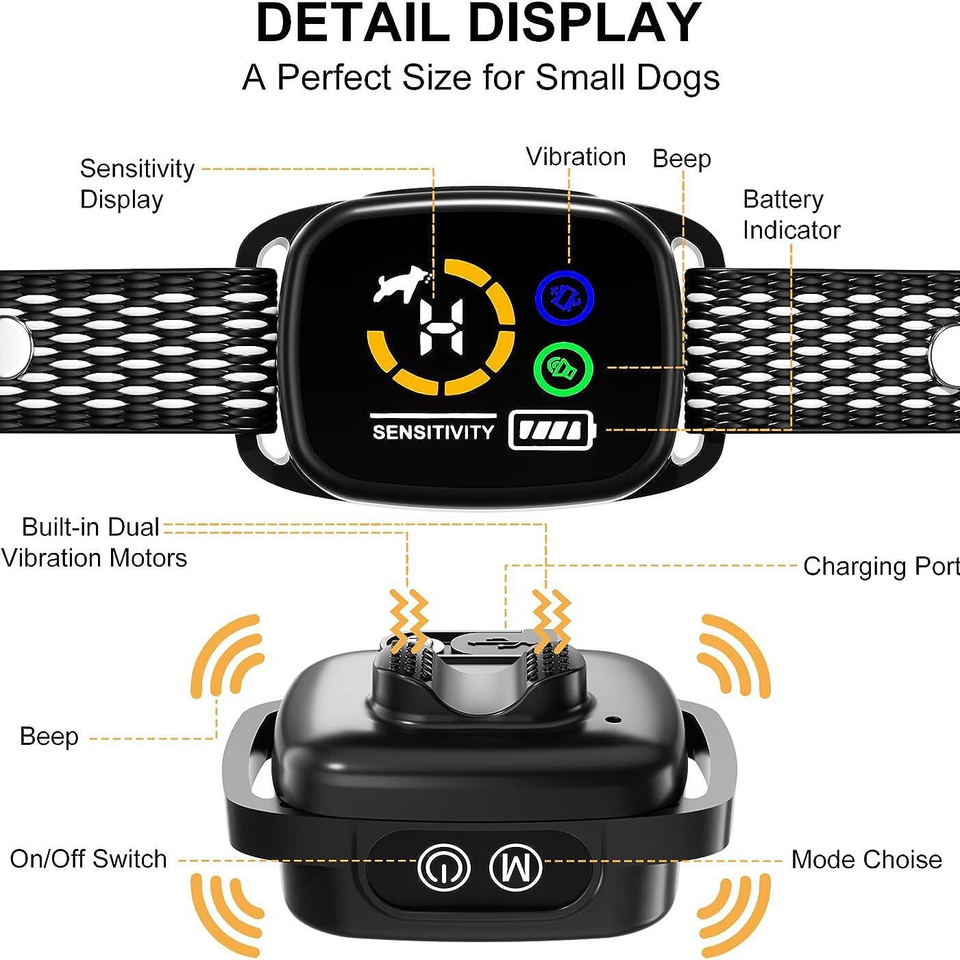 Anti-bark automatic dog trainer vibration collar
