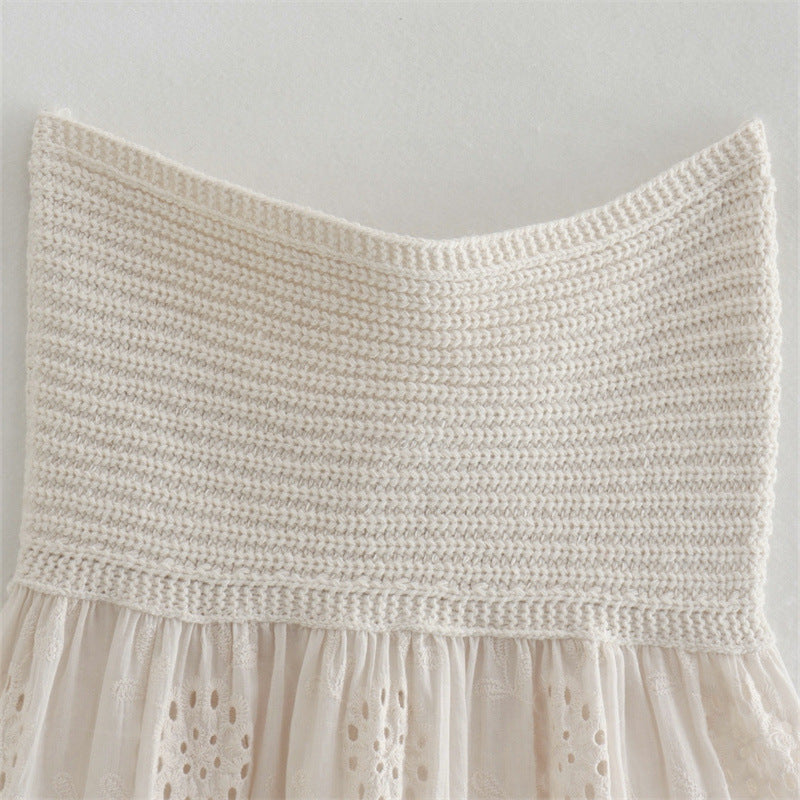 Women's clothing - Spring new Splicing Sexy Slim Tube Top Knitted Short Top