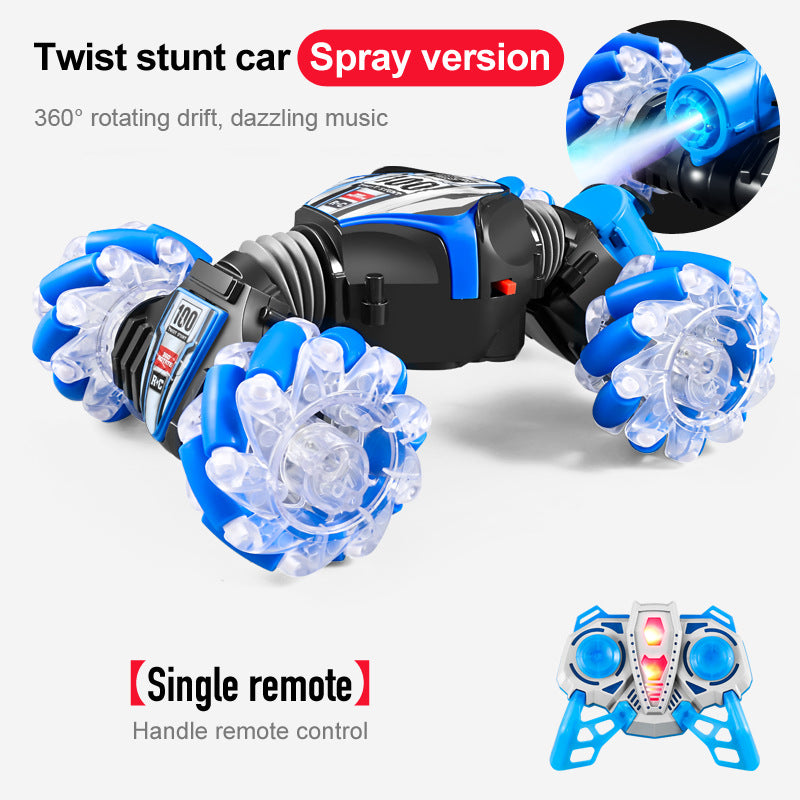 Induction twist car - transverse spray gesture double-sided car toy stunt car remote control car light music