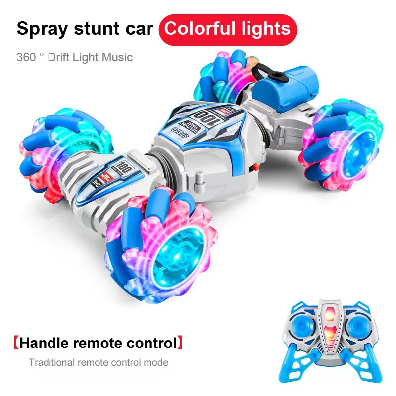 Induction twist car - transverse spray gesture double-sided car toy stunt car remote control car light music