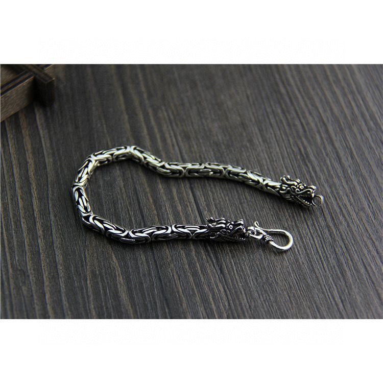 Trendy Men's / Women's Bracelet with dragon head and peace pattern