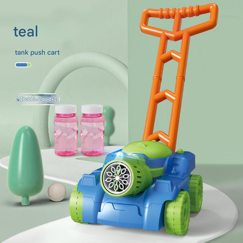 Children's tank push bubble car toy light music electric rotation bubble blowing baby outdoor toddler toy