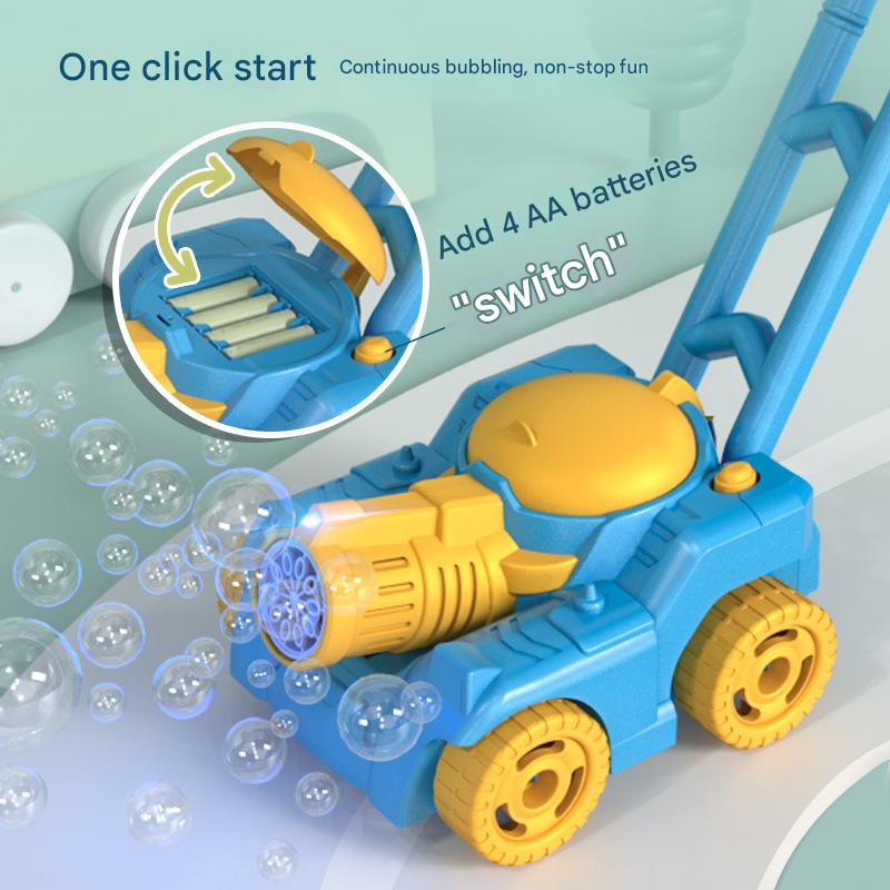 Children's tank push bubble car toy light music electric rotation bubble blowing baby outdoor toddler toy