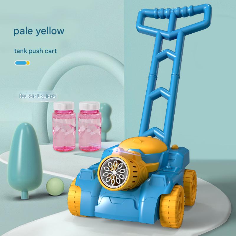 Children's tank push bubble car toy light music electric rotation bubble blowing baby outdoor toddler toy