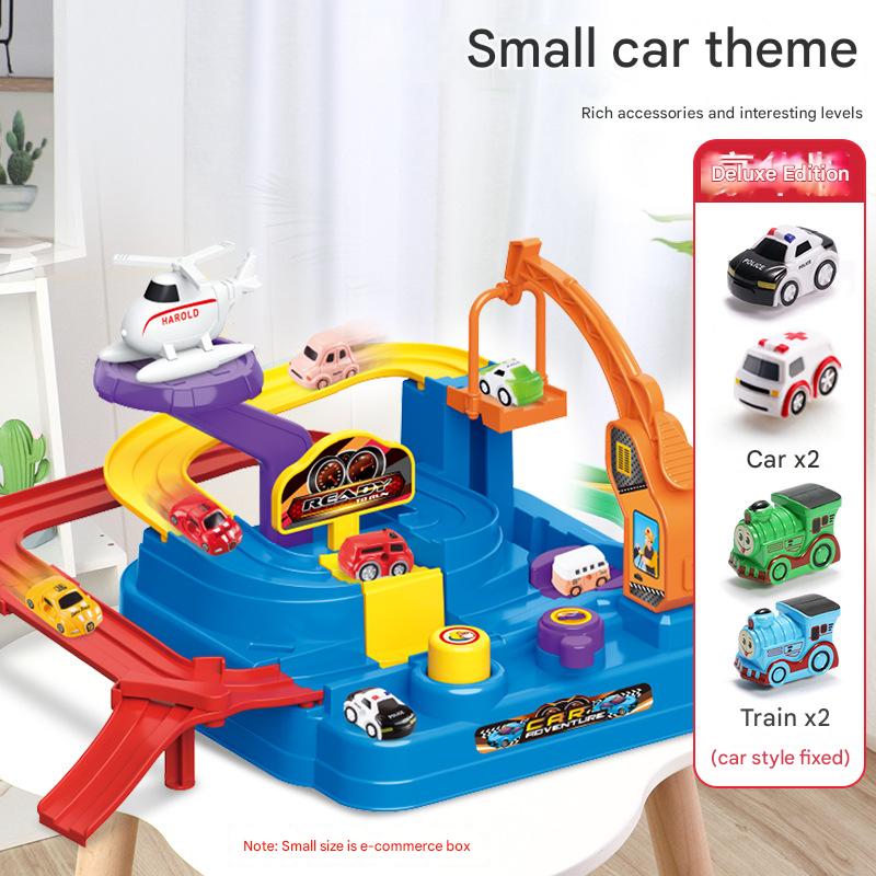 Children's big adventure track car