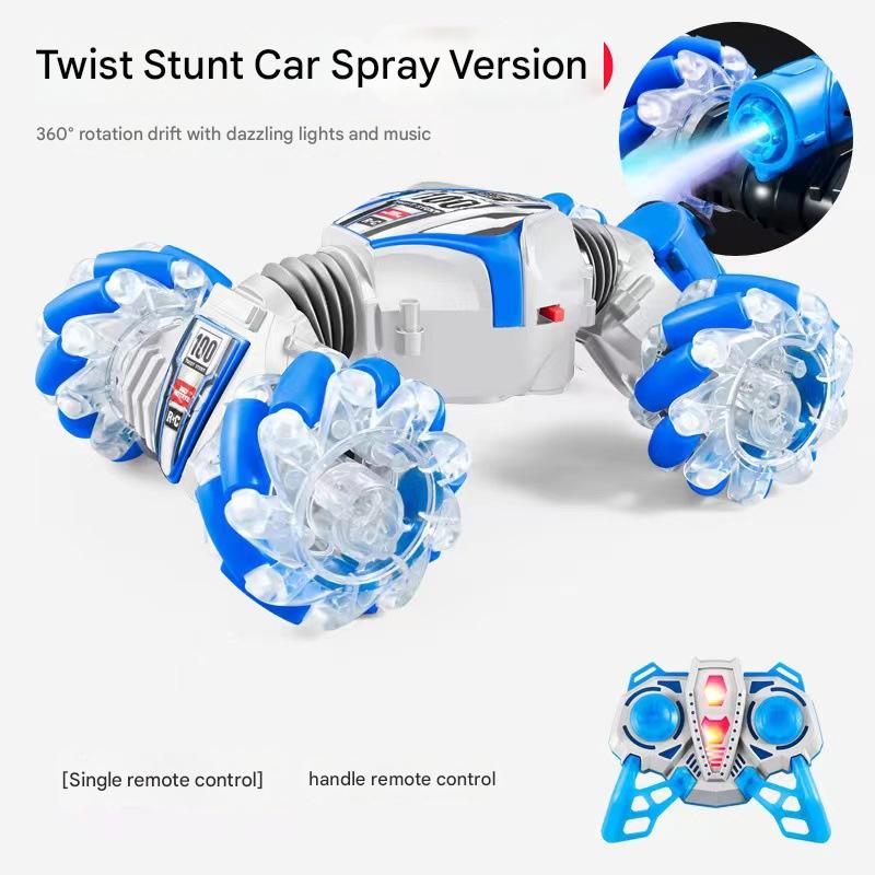 Induction twist car - transverse spray gesture double-sided car toy stunt car remote control car light music