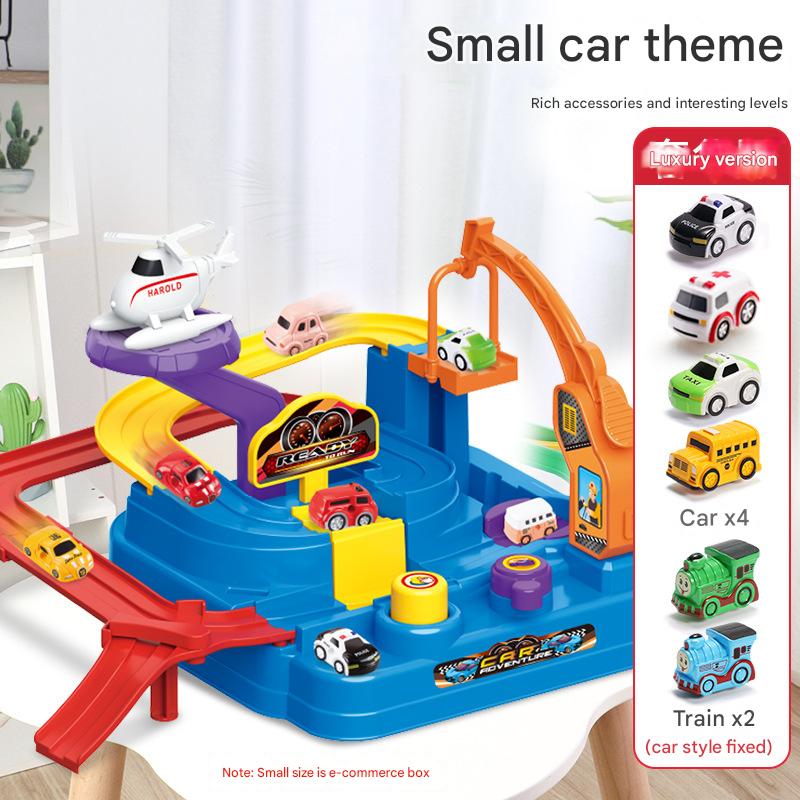 Children's big adventure track car