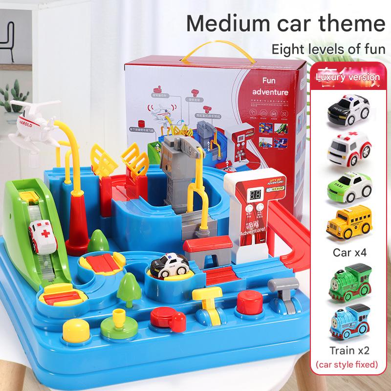 Children's big adventure track car