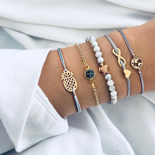 Elegant Women's -- Cross-border European and American style -- Bracelet 5-piece set