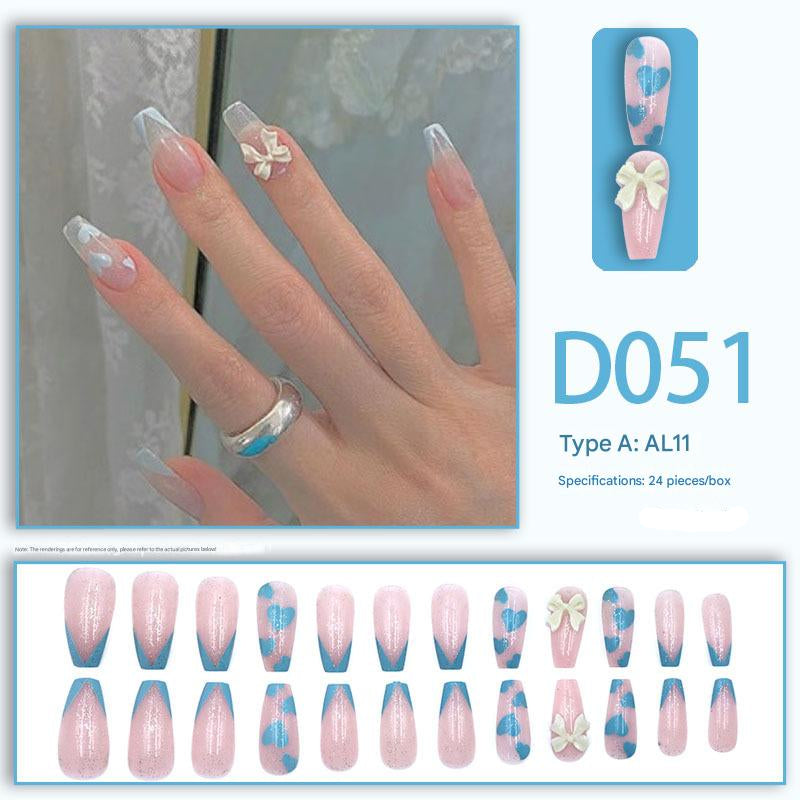 Wearable nails, fake nails, long water drops, European and American manicure, colorful small manicure tools, finished ladder-shaped nails