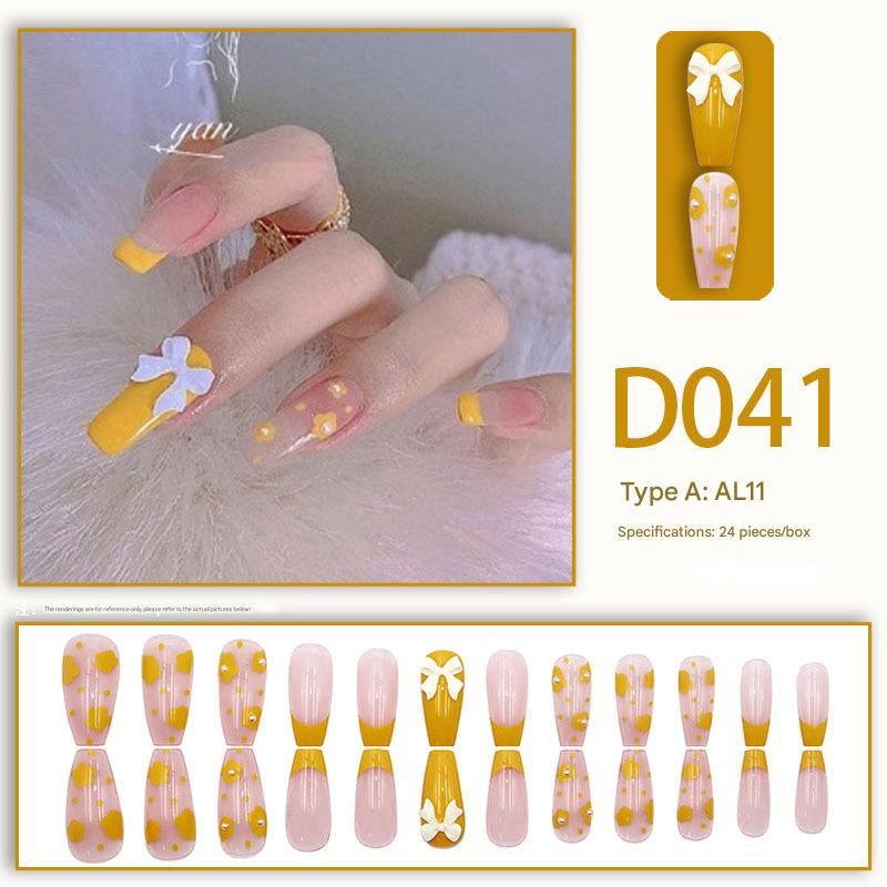 Wearable nails, fake nails, long water drops, European and American manicure, colorful small manicure tools, finished ladder-shaped nails